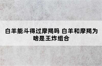 白羊能斗得过摩羯吗 白羊和摩羯为啥是王炸组合